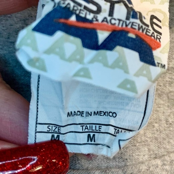 Graphic Tank Top Medium Grey “Day Drinker” Blue Glittery Print Alstyle Cotton - Picture 10 of 15